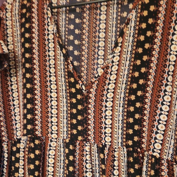 Striped Patterned Dress with Ruffle Detail - Picture 3 of 5